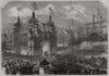 Coronation. King of Prussia at the triumphal arch, Alexander Platz, Berlin 1861