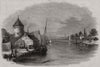 The suspension bridge and river, Great Yarmouth. Norfolk 1845 old print