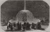 The fountain in the Lustgarten, Berlin, illuminated 1858 old antique print