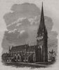Proposed new parish church at Kensington. London 1869 old antique print