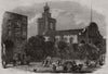 Kensington old Parish Church. London 1869 antique vintage print picture