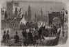 Queen Victoria crossing Kelso Bridge. Scotland. Scottish Borders 1867 print