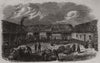 The herring fishery. Curing yard at St. Monance, Fife. Scotland 1863 old print