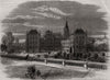 The Ducal Palace & Church of St. Moritz, Coburg 1862 old antique print picture