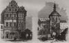 The Bishop's Palace; the Rathhaus. Bamberg 1866 old antique print picture