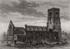 Wells Church, Norfolk, destroyed in the late thunderstorm 1879 old print