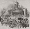 Queen Victoria passing the market place, Northampton. Northamptonshire 1844