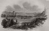The palace of Stolzenfels, on the Rhine. Germany 1845 old antique print