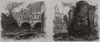 Pulteney Bridge, Bath; Nunney Castle, near Bath 1864 old antique print picture