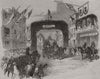 Triumphal arch in Tavern Street, Ipswich. Prince Albert visiting. Suffolk 1851