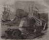 The scene of the recent accident at the West India Docks. London 1856 print