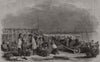 The beach at Great Yarmouth - the mackerel fishery. Norfolk 1856 old print