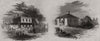 Wendon Station; Ickleton Station. Cambridgeshire 1845 old antique print