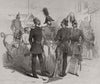 Prussian officers - Place d'Armes, Cologne. Germany 1845 old antique print