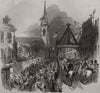 Queen Victoria passing St. Mark's Church, Jersey. Channel Islands 1846 print