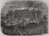 Fire at the general hospital, Jersey. Channel Islands 1859 old antique print
