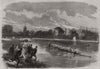 The Oxford University eight training on the Isis. Oxfordshire 1866 old print