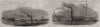 King & Queen of Belgium leaving Lillo. King of Holland's yacht 1843 old print