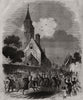 The visit to the archery hall of St. Sebastian at Brugge. Belgium 1843 print