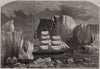 The George Thompson leaving the icebergs in the Antarctic Ocean 1868 old print