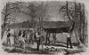 Assiniboine & Saskatchewan exploring expedition. Portaging canoe & baggage 1858