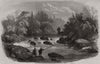 Sporting scenes in Canada. Escoumains River: a salmon pool. Canada 1858 print