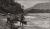 Salmon-fishing on the Miramichi: gaffing a fish from shore. New Brunswick 1890