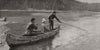 Salmon-fishing. On the Restigouche: gaffing from a boat. New Brunswick 1890