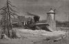 Snow plough on the Trunk Railway, Canada 1862 old antique print picture