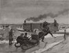 Railway on the ice of the St. Lawrence. Canada 1888 old antique print picture
