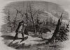 Moose hunting in Canada. The attack. Canada 1858 old antique print picture