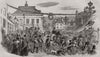 Warwick Mayfair show. The procession near the Corn Exchange. Warwickshire 1850