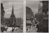 St. Martin's Church, Bull Ring; Bull Street. Birmingham 1887 old antique print