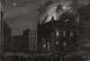 Burning of the market house at Kingston, Canada West 1865 old antique print