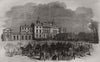 Badminton House, and the lawn. Gloucestershire 1845 old antique print picture