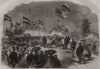 Mrs. Milward cutting 1st turf. Bristol & North Somerset Railway, Clutton 1863