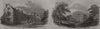 The manor house, Chenies; Moor Park. Buckinghamshire 1851 old antique print