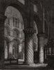 Interior of Waltham Abbey church, restored. Essex 1860 old antique print
