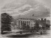 Cassiobury House, from the south west. Hertfordshire 1846 old antique print