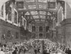Grand dinner in the hall at Audley End. Essex 1852 old antique print picture