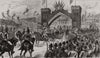 Queen Victoria's visit to Epping Forest. Leaving Chingford. London 1882 print