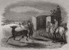 Uncarting the stag. Deer 1843 old antique vintage print picture