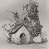 Langenhoe Church, with the ruined tower and roof. Essex 1884 old antique print