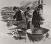 The Colchester oyster feast. Opening the oysters. Essex 1891 old antique print
