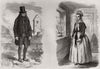 Danish Costumes. Sunday dress, Fano; Bridal dress, Fano. Denmark 1857 print