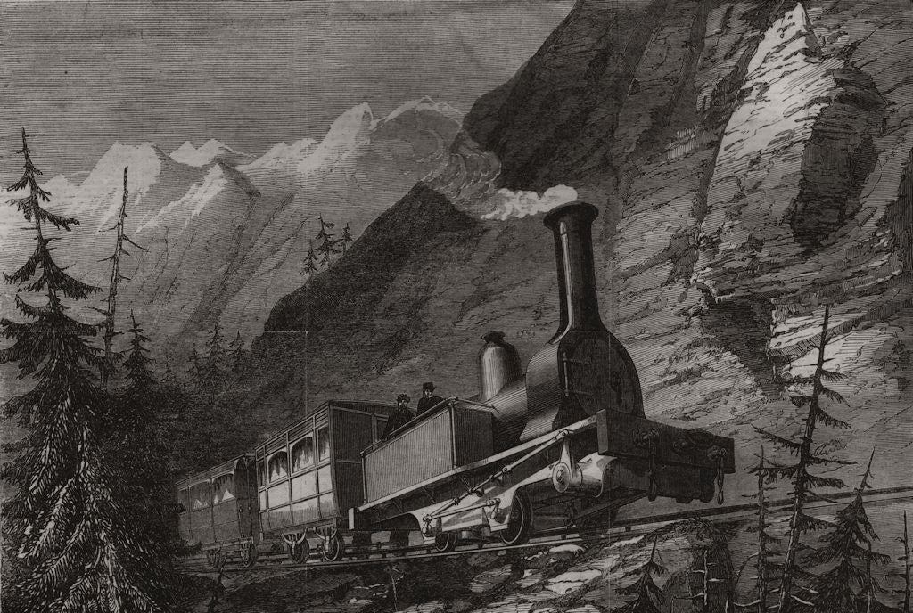 Locomotive engine w/ horizontal wheels for the Mont Cenis railway ...