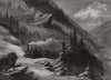 Mont Cenis railway - ascent from Lanslebourg. Savoie 1869 old antique print