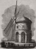 2109 - Windmill at Chesterton, Warwickshire 1845 old antique print picture