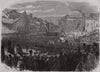 Mayor laying keystone of the new Preston town hall. Lancashire 1862 old print