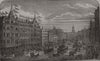 View of Market Street, Manchester, showing Lewis's 1883 old antique print